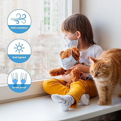 Miniatura 6 de Kit de reparación de puertas de pantalla y mosquitera, malla de fibra de vidrio de 39 x 118 pulgadas con herramienta rodante y ranura de retención