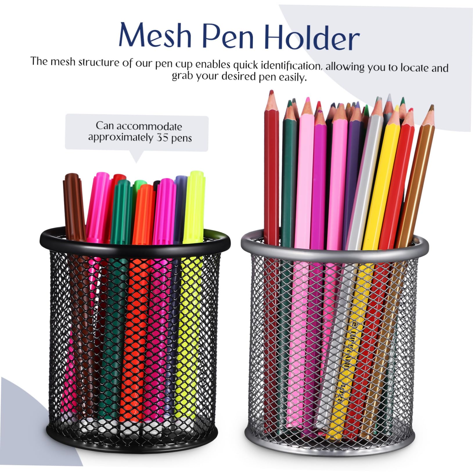 VILLCASE 10piezas Organizador De Escritorio De Metal Mesh y Portalápices Multiusos Para y Maquillaje Accesorio De Almacenamiento Para Lápices y