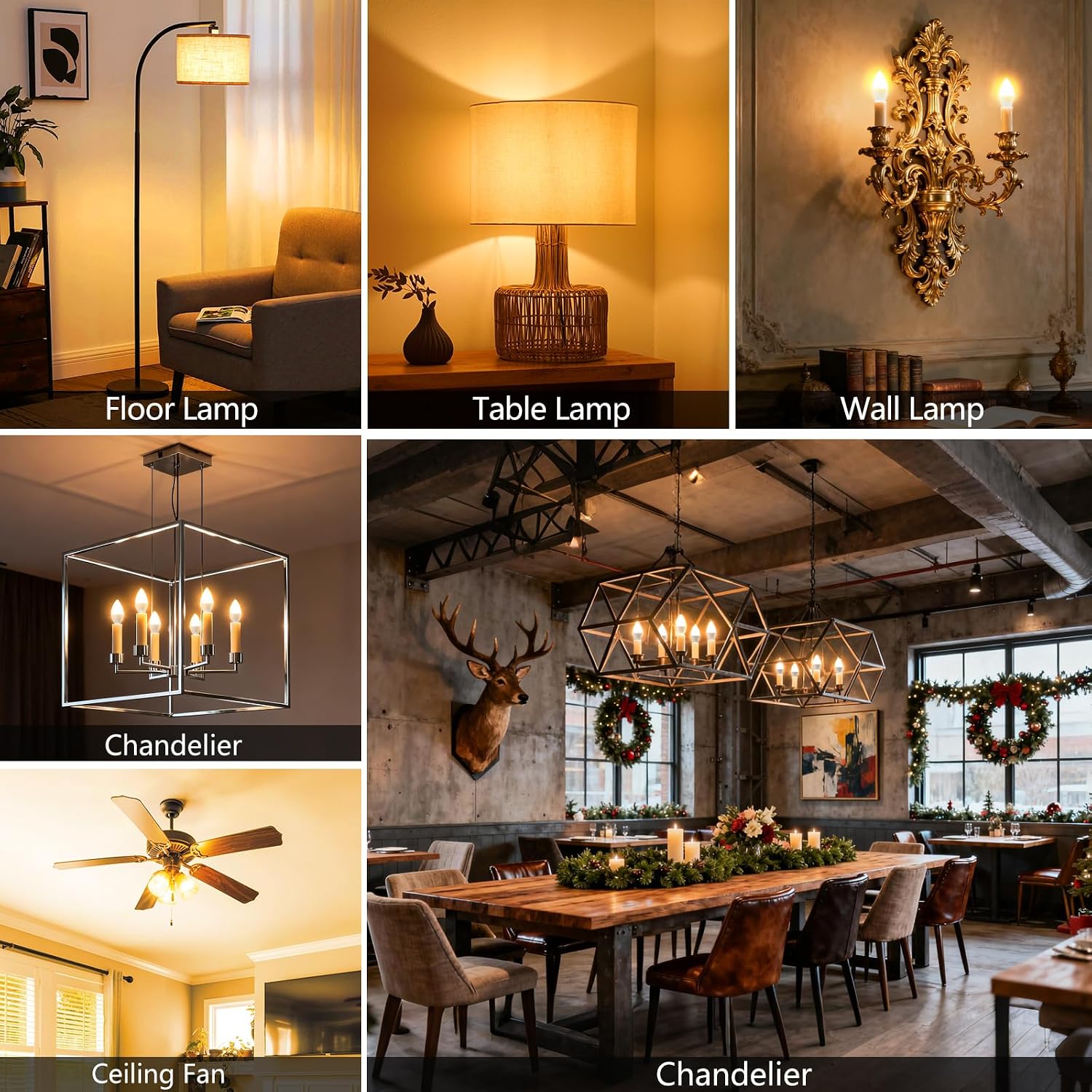 Energetic E12 LED Candelabra Light Bulbs 5.5W (60 Watt Equivalent), 2700K Soft White, 600LM Chandelier Light Bulbs, B11 Candle Bulbs for Ceiling Fan, CA 80 Recessed Can Light, Non-Dimmable, Pack of 6