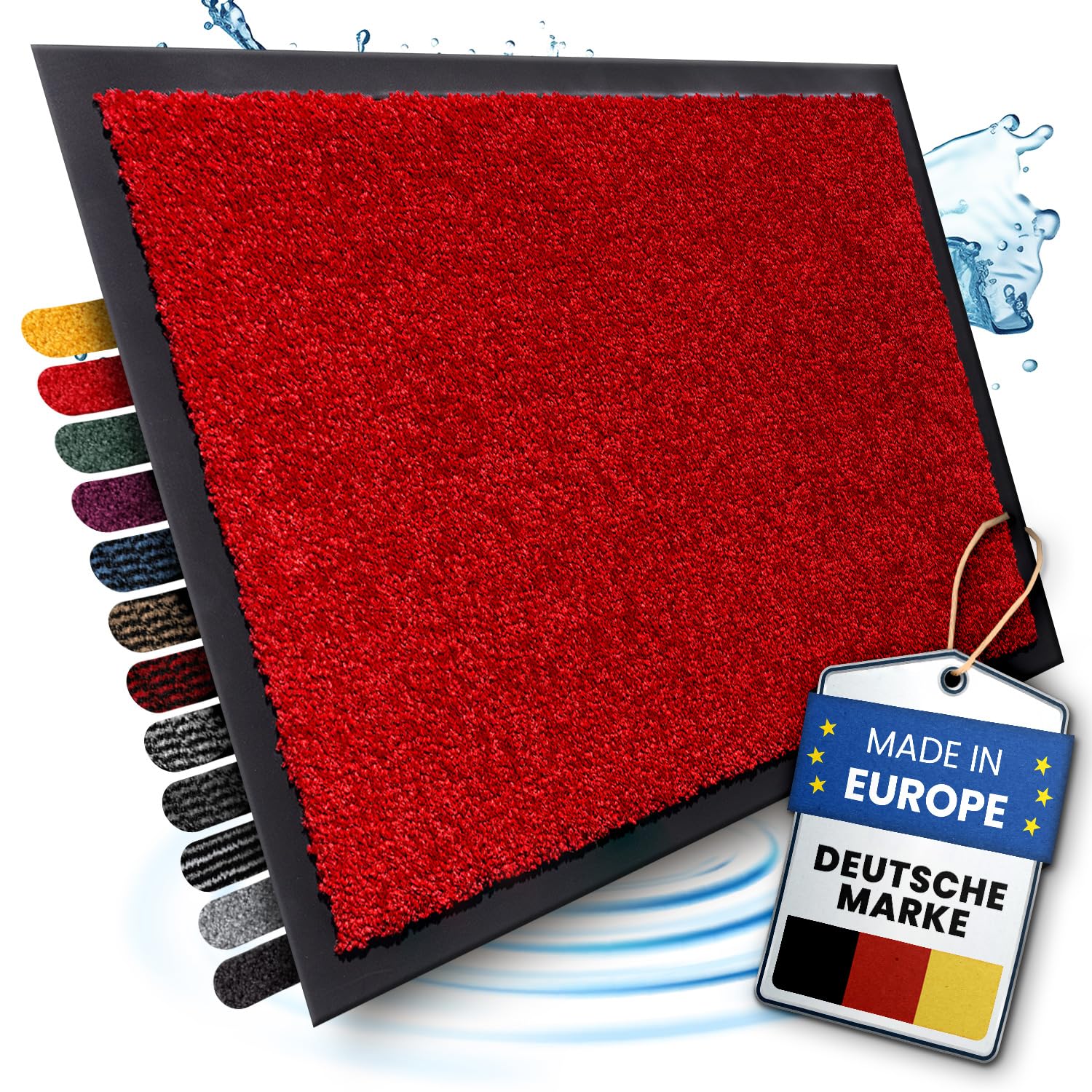 Bodenständig Pulito da fulmine: lo zerbino definitivo per interni – rosso in parte superiore in tessuto assorbente 90 x 150 cm, perfetto come zerbino per interni ed esterni coperti.