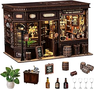 Spilay Miniature Dollhouse Miniature House Kit,DIY Kit Mini House Model,1:24 Scale Creative Doll House Best Christmas Birthday GIF.(Corner Tavern)
