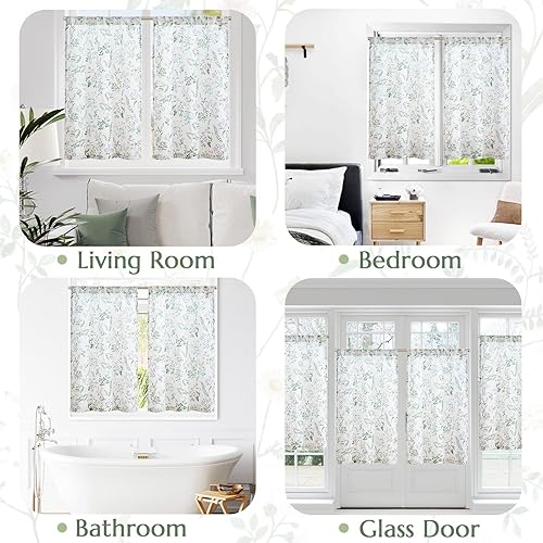 Miniatura 7 de jinchan Cortinas de cocina florales de primavera sobre el fregadero, cortinas de lino de 36 pulgadas de largo, para sala de estar, baño, cortinas