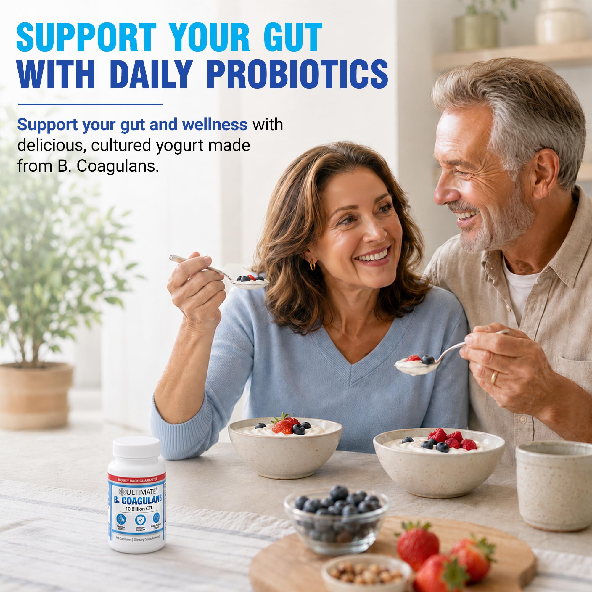 Ultimate B. Coagulans Probiotic 10 Billion CFU Yogurt Starter Culture, 2-in-1 Gut Health Prebiotic Supplement Supports Digestion, Made with Bacillus Coagulans & Organic Chicory Inulin, 60 Capsules — Amazon image 8