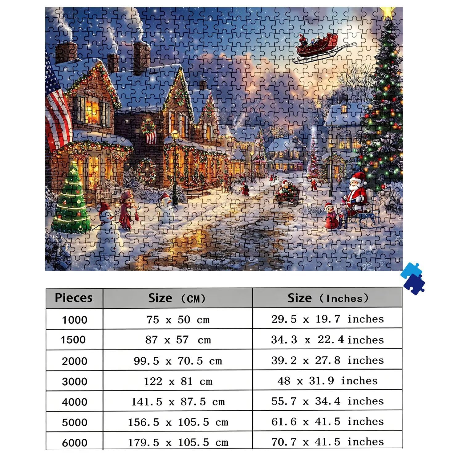 Puzzle Puzzle 1000 elementów dla dorosłych z plakatem w zestawie, drewniane puzzle do gry rodzinnej, edukacyjna i antystresowa gra edukacyjna, dekoracja ścienna, prezent urodzinowy, 75 x 50 cm zima