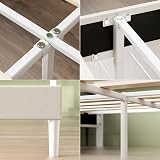 Zinus Piper Upholstered Platform Bed, 160 x 200 cm, Horizontal Paneled Headboard, Wooden Slat Support, Easy Assembly, Off White - 6
