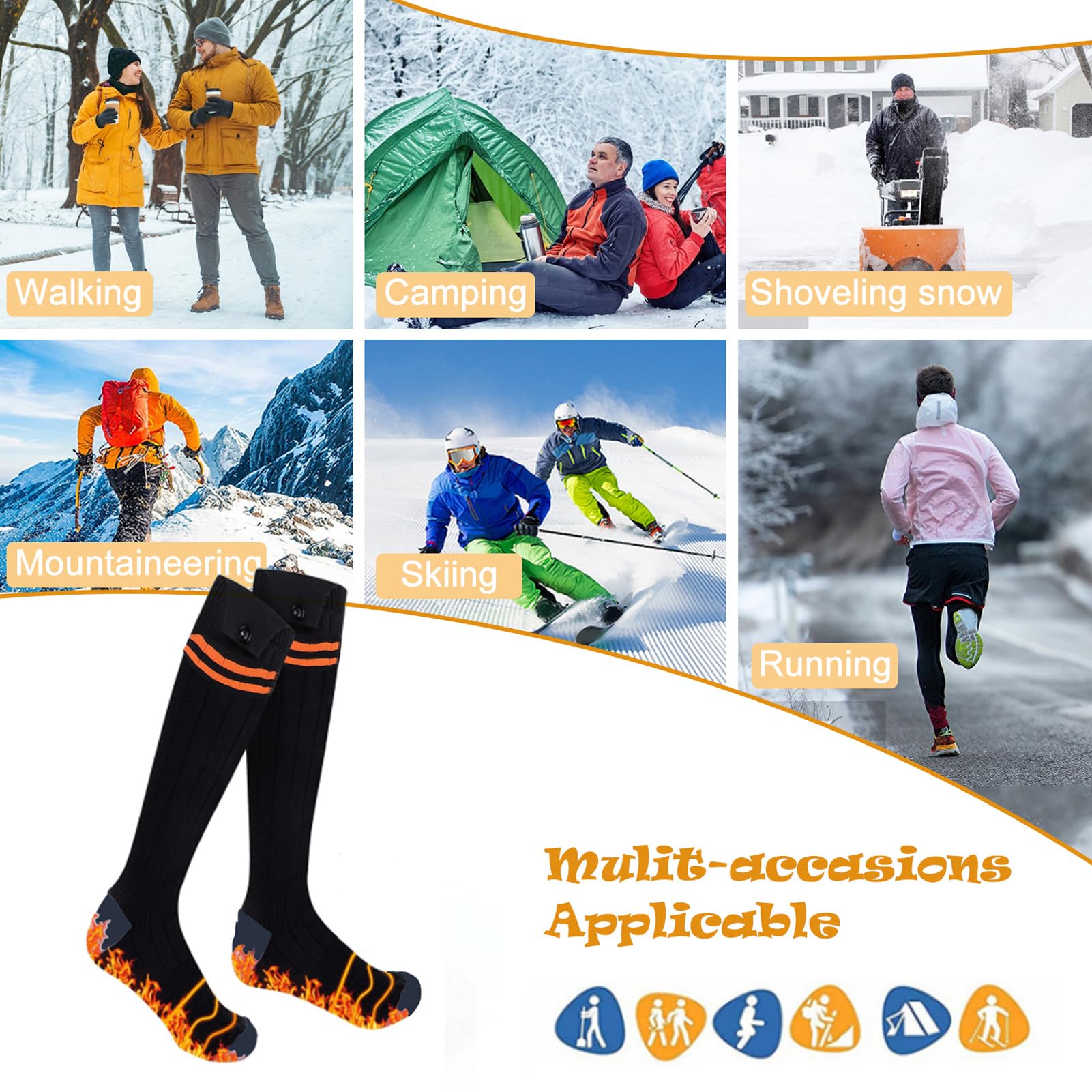 banapoy Calcetines Calentados para Hombres, Mujeres, Calcetines Eléctricos Recargables Calentados con 4 Ajustes de Temp, Calefacción Térmica para Caza, Campamento, Senderismo