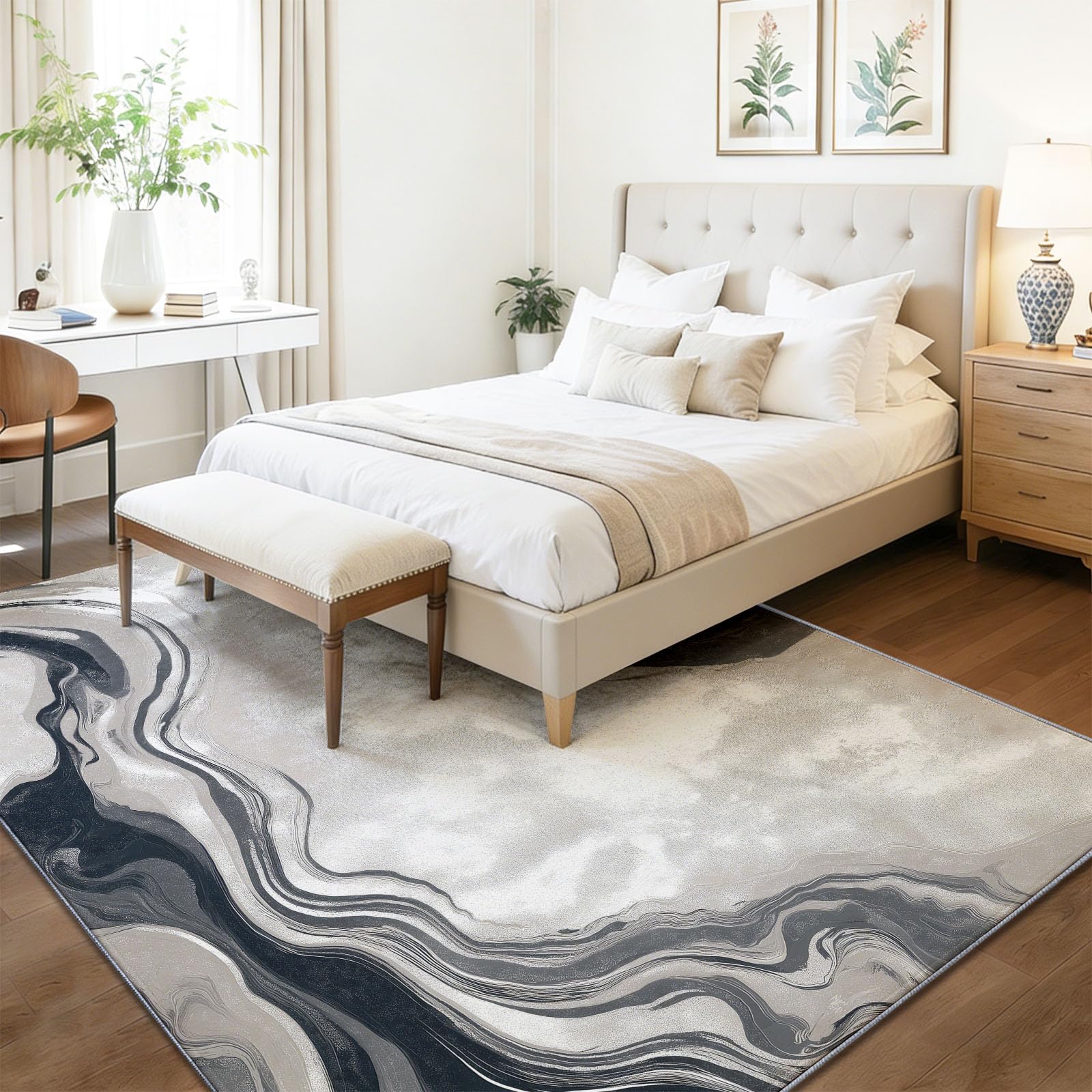 Alfombra 140 x 200 cm Motivos Textura De Mármol Líneas Fluidos Abstractos