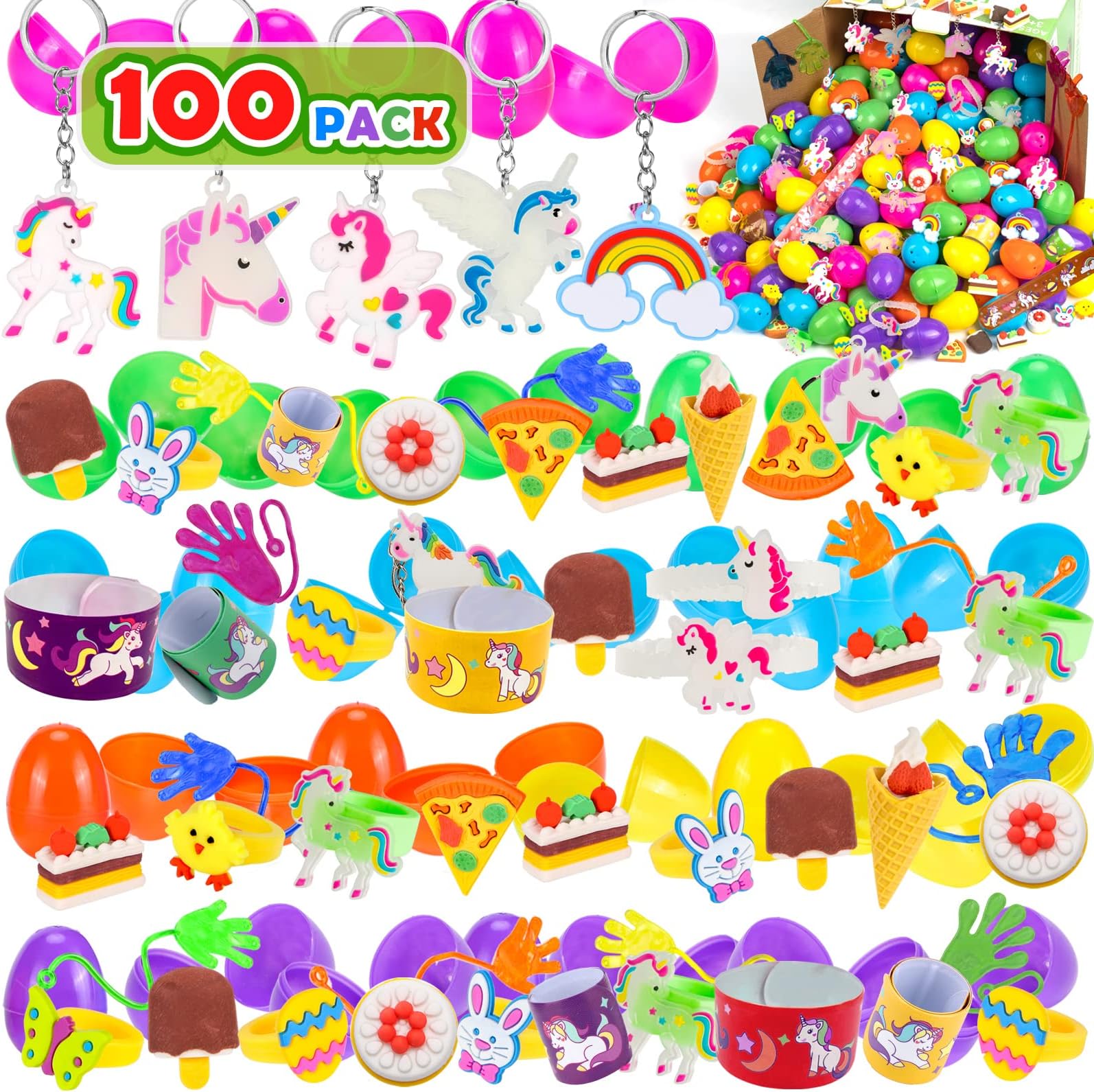 100 PCS Easter Egg Fillers for Kids, Easter Basket Stuffers
