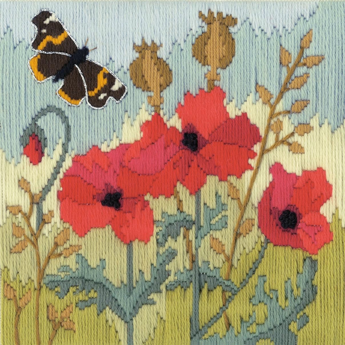 Bothy Threads Multi Woollen Long Stitch Kit - Red Poppies