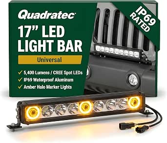 Quadratec J3 LED 17" Light Bar - Optimal Long Range Visibility - Fits Jeep Wrangler, Gladiator, or Any Vehicle Needing Extra Lighting - 5,400 Raw Lumens - Offroad Adventure Ready