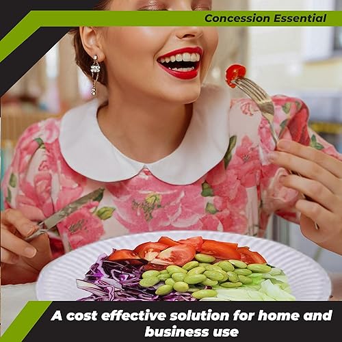 Miniatura 7 de Concession Essentials Platos de papel de uso diario sin recubrimiento de 9 pulgadas, desechables, a granel, color blanco, caja de 1,200 unidades