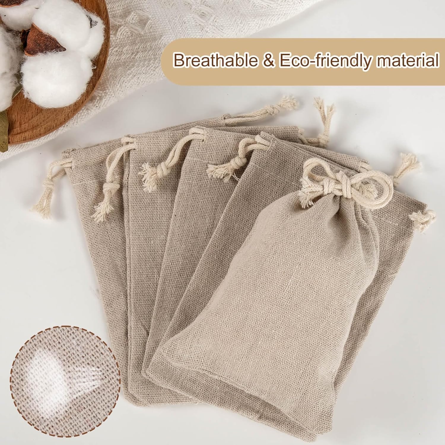Ruby 50pcs Sacchettini Juta e Cotone - 10 X 15cm Sacchettini Stoffa,Sacchetti Regalo Tessuto Sacchetto Regalo in Juta RI.Utilizzabile Sacchettini Bomboniere Matrimonio