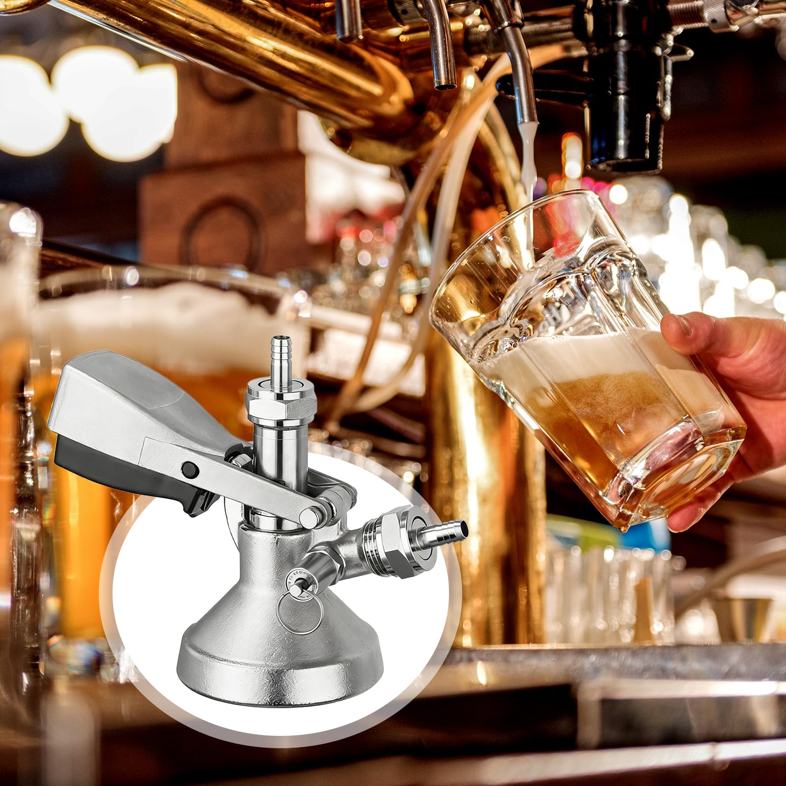 Coupleur De Fût Type G, Tête De Soutirage G5/8 Avec Soupape De Sécurité, Robinet En Acier Inoxydable 304 Pour Système De Tirage, Connecteur Pour Fûts Compatible Bière, Vin Et Boissons Gazeuses