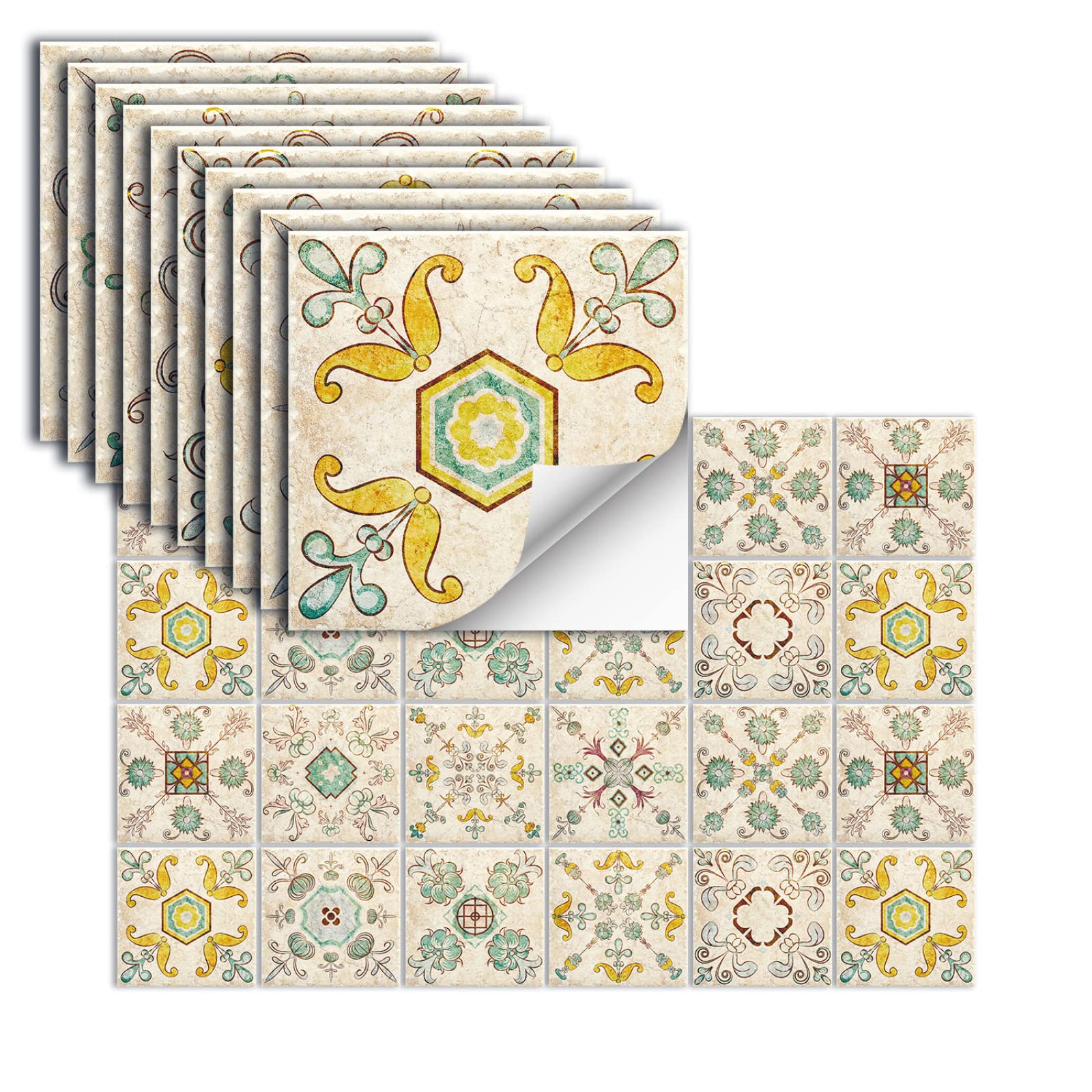 24 Pcs Peel and Stick Tile Backsplash Self-Adhesive Tile Sticker Vinyl Wall Stickers for Kitchen, Bathroom, Fireplace, Cupboard Decoration,HZ-