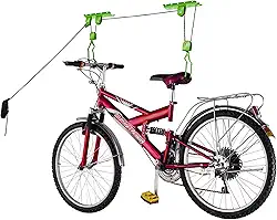 Suporte para bicicleta – Sistema de polia aérea com capacidade de 45 kg para bicicletas e escadas – Armazenamento seguro no teto da garagem da Rad Sportz, verde
