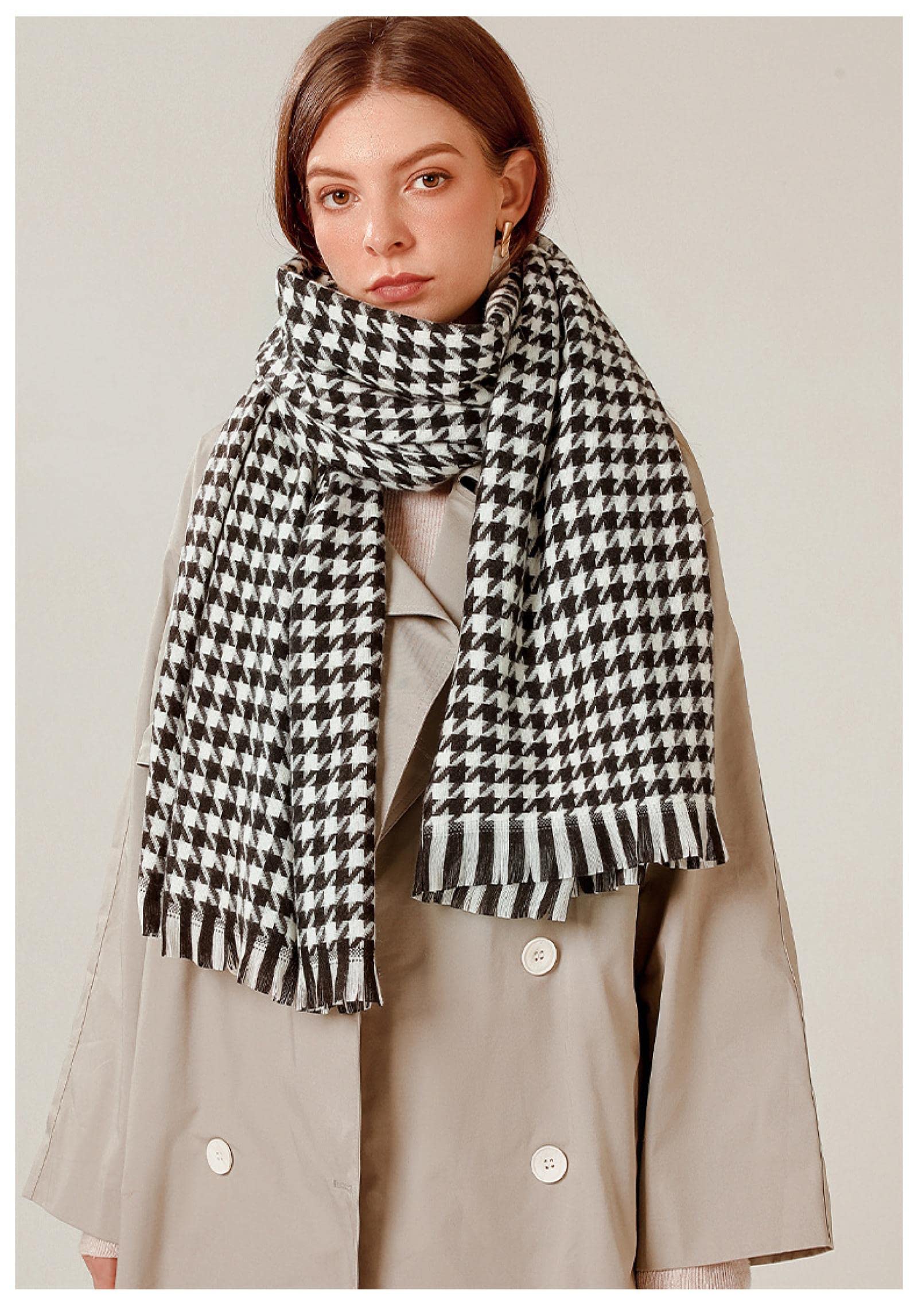 Sciarpa Donna Scialle Uomo Invernale Sciarpe da Donna Sciarpe A Quadri Bianche Nere Calde Vintage Vintage da Donna