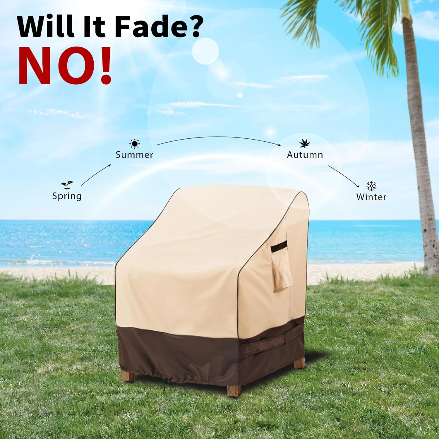 KylinLucky Waterproof Patio Furniture Covers 32W x 37D x36H inches 2 Pack, Lawn Outdoor Chair Cover Khaki