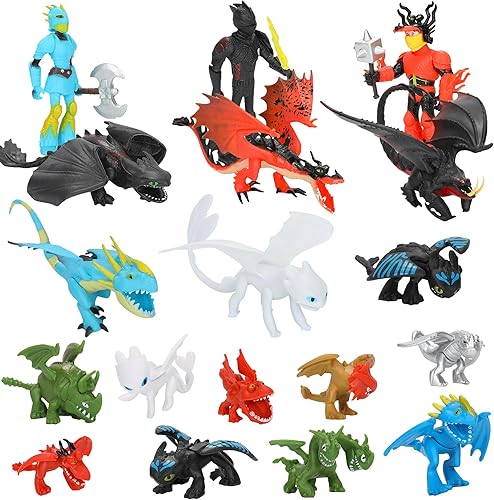 Labigaty Figuras de acción de Train The Dragon  HTTYD Toys Mini figuras de dragón en varios colores y estilos míticos para niños, recuerdos de