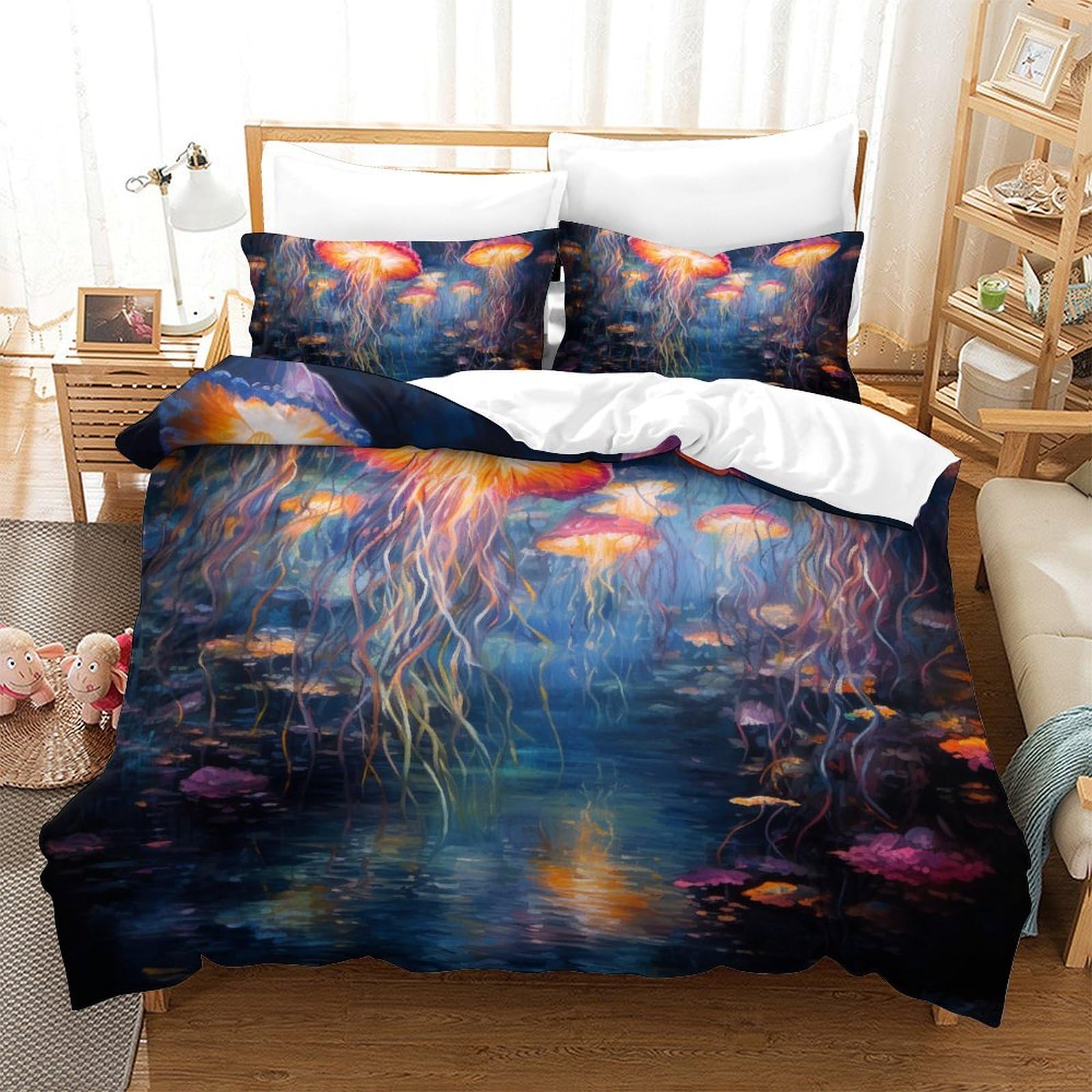Parure de lit méduse 3D en microfibre supérieure avec zip 200 x 200 cm