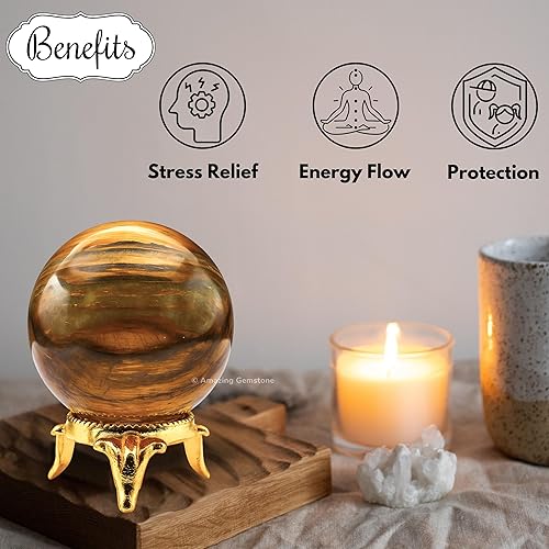 Vista 47 de Amazing Gemstone Black Tourmaline Crystal Ball with Stand - 2" Inches Crystal Sphere Meditation Balls for Witchcraft and Decorative Balls