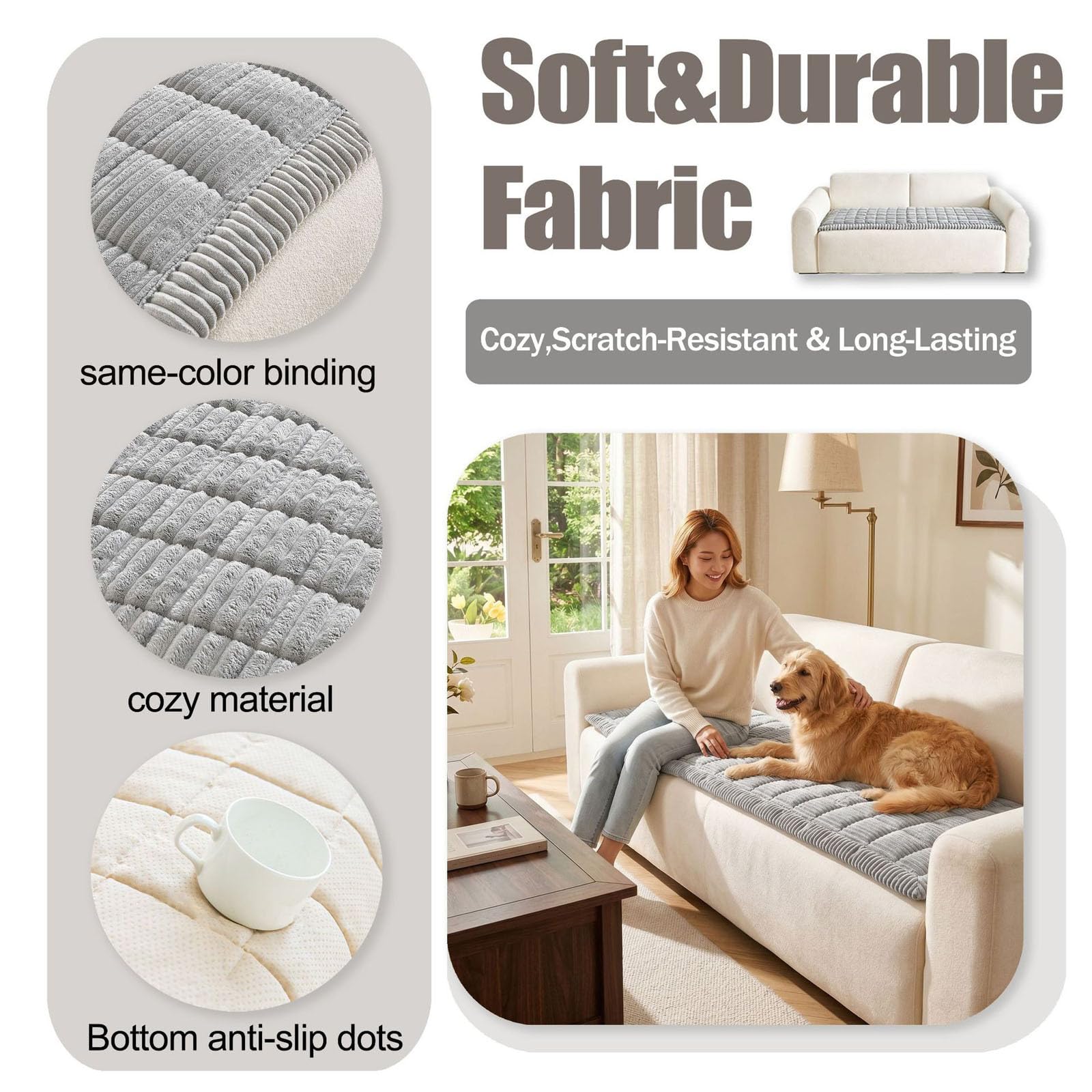 Genérico Funda de Sofá para Perros,Chaise Longue Protector de Muebles,Dark Grey 1,70x210cm