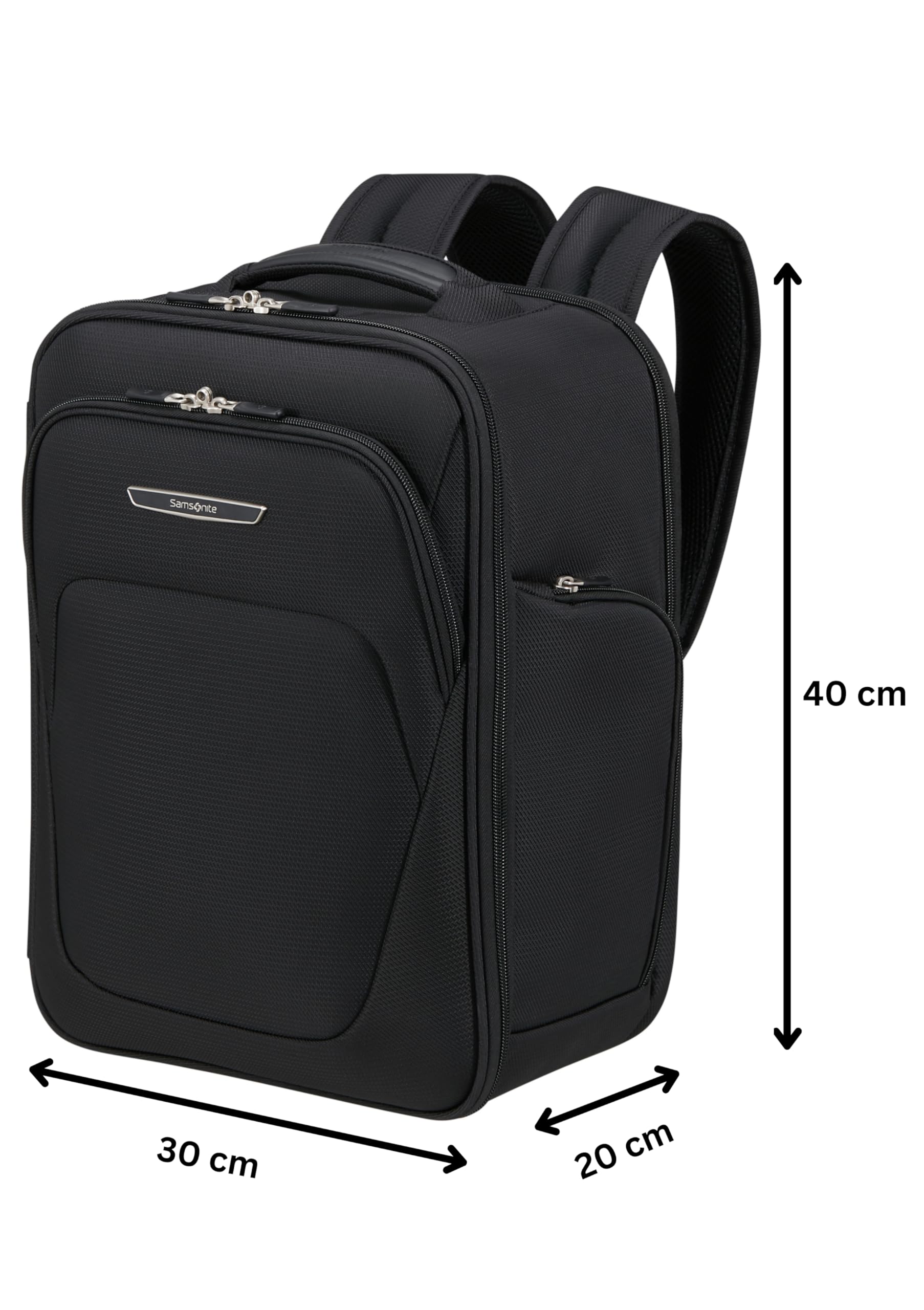 Samsonite Spark SNG Eco - Zaino Cabina 40x30x20 cm - Bagaglio a Mano per Ryanair, Wizz Air & Vueling, Borsa Sottosedile con Scomparto Laptop 15.6", 26 L, 0.80 KG, Nero