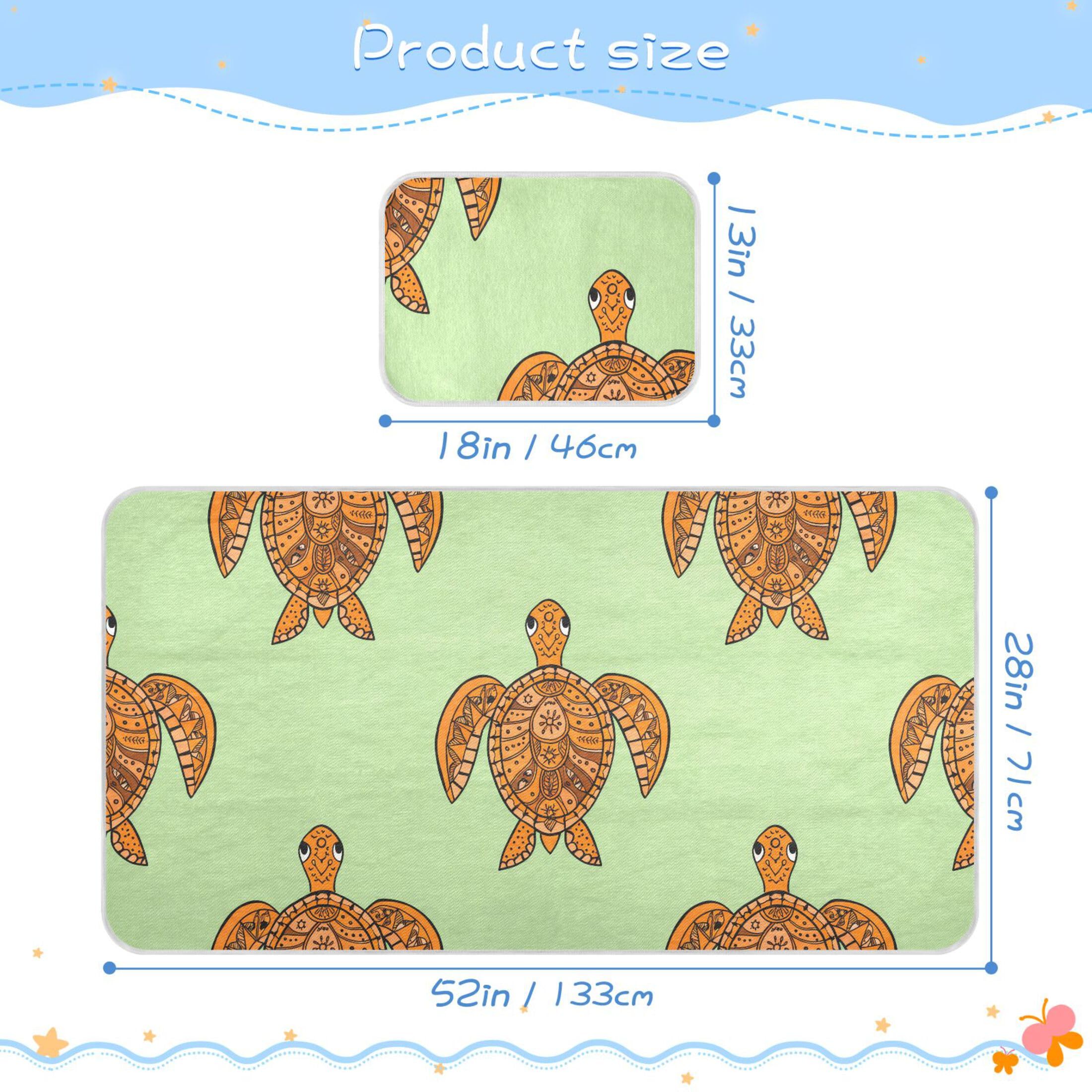 Takiito Turtles Baby Cooling Mattress Pad, Soft & Breathable Cooling Mat Keep Baby Cool in Summer 28x52 in, Nursery Essential
