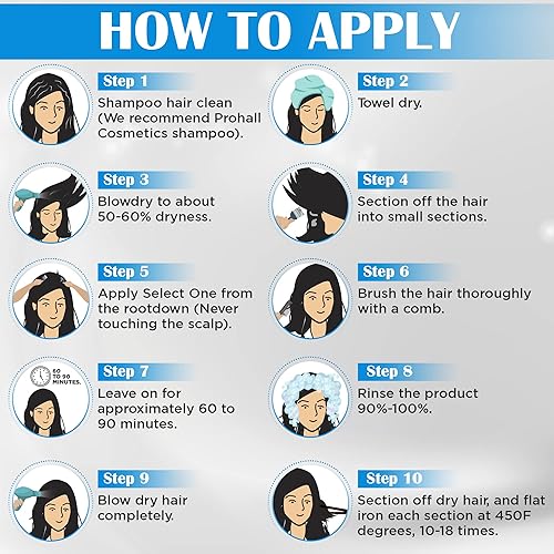 Miniatura 6 de Prohall Cosmetic Select One - Tratamiento capilar de queratina brasileña para cabello seco dañado, sin formaldehído, suavizado de proteínas, reduce