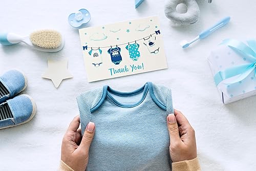 Miniatura 4 de All Ewired Up Juego de 50 tarjetas de agradecimiento para baby shower con sobre diseñado y sellos a juego