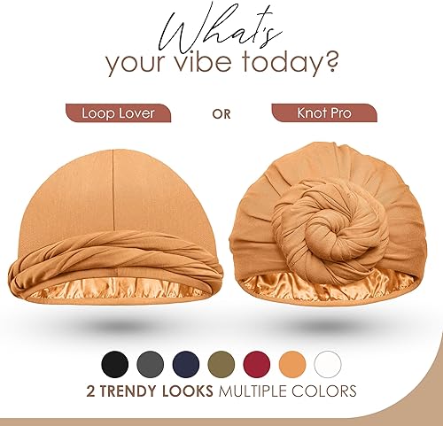 Miniatura 6 de Turbante Halo con Forro de Satén de Seda Envolvente de Cabeza Preajustado Gorro de Calavera para Hombres y Mujeres Gorro para Dormir Cubierta