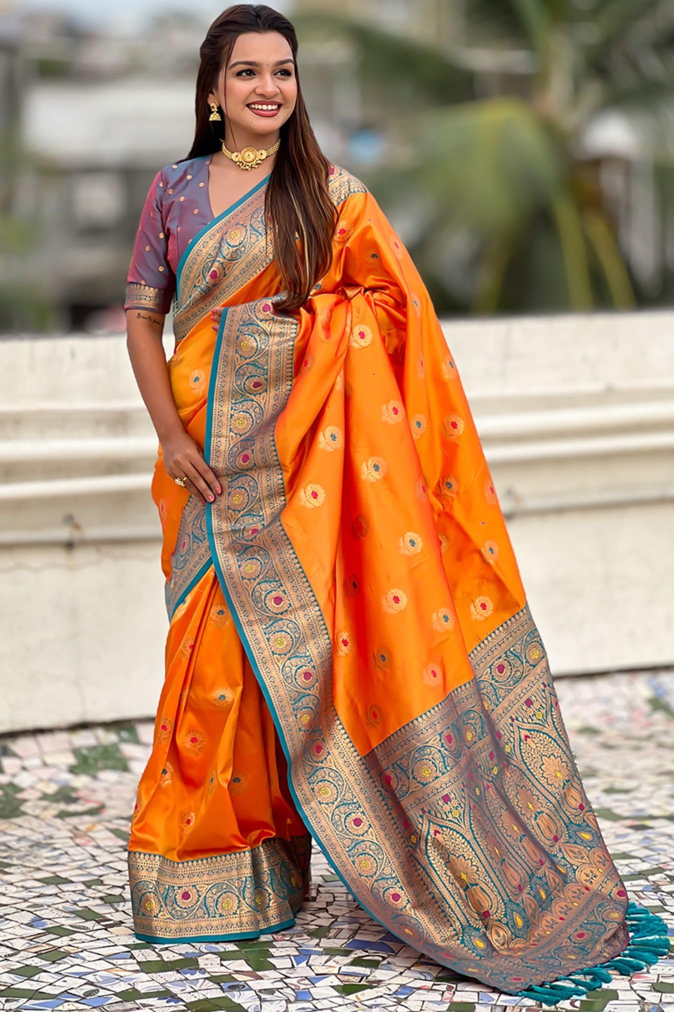 SGF11 Women's Kanjivaram Pure Soft Silk Saree With Unstitched Blouse Piece product image 4