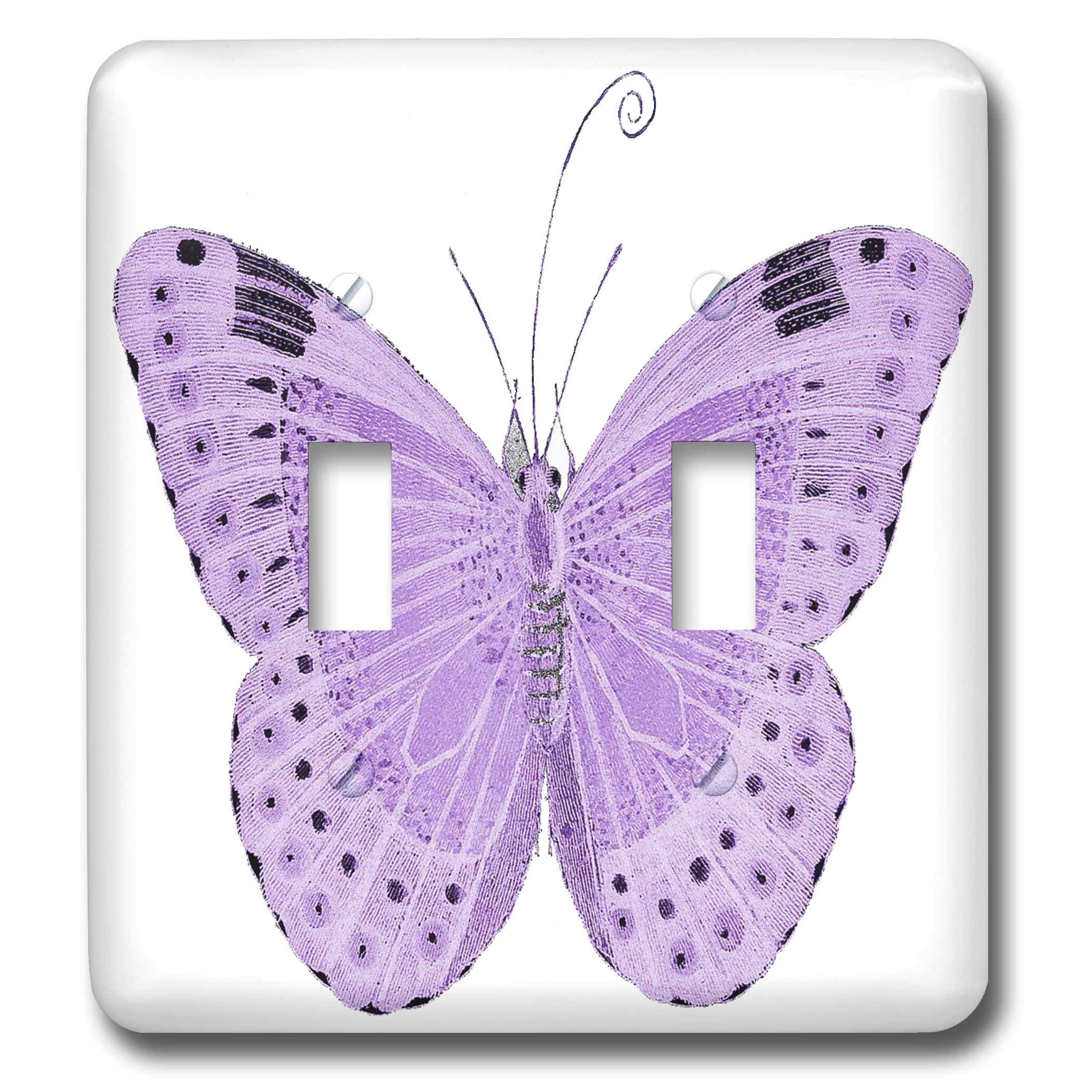 Placa de interruptor doble de mariposa 3dRose lsp_65814_2 Pretty en color morado