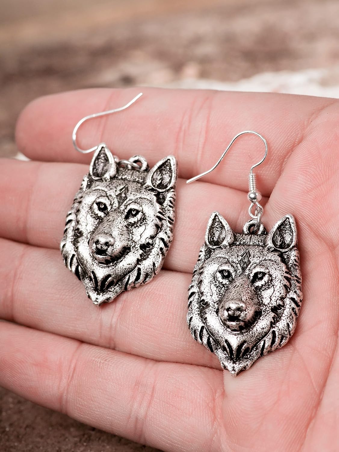 HAQUIL Alpha Wild Native Wolf Pendant Dangle Drop Earrings Jewelry Gift for Women - Image 4