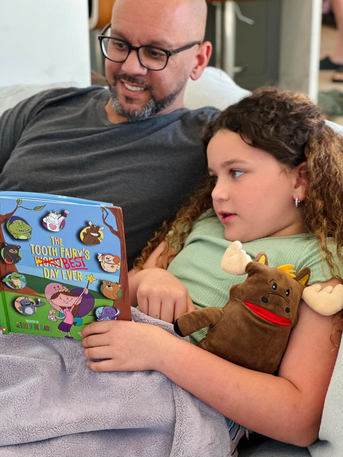 Twigs Moose Tooth Fairy Pillow and Book Bundle | 8" Plush with Pocket for Lost Teeth & Hardcover Storybook w/Tracker, Q&A for Boys Girls Children of All Ages