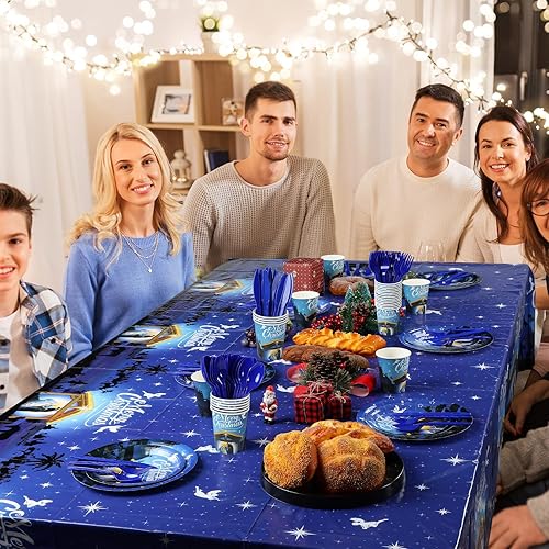 Miniatura 6 de Suministros para fiestas de Navidad, juego de platos y servilletas de Navidad, platos de papel desechables de Jesús para la noche santa de Jesús,