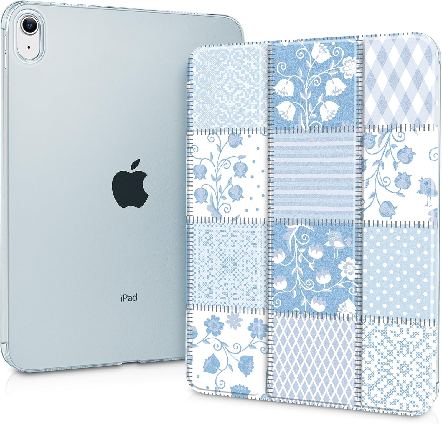 Case for iPad 11 inch A16 2025 Generation 11th / iPad 10.9 inch 10th Generation 2022, Smart Foldable Stand PC Clear Translucent Back Shell Auto Wake/Sleep Slim Cover,Patchwork Floral