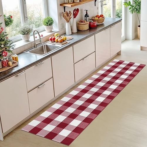 Miniatura 427 de IOHOUZE - Tapete a cuadros estilo búfalo de 5 x 8 pies para interiores y exteriores, lavable, para sala, tapete de bienvenida primavera-verano