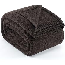 Carriediosa Wool Blend Knit Throw Blanket 50" X 60", 50% Recycled Polyester Soft Cable Knitted Fluffy Throws for Couch Lightweight Woven Blankets for Sofa Fuzzy Cozy Bed Cover, Chestnut Brown