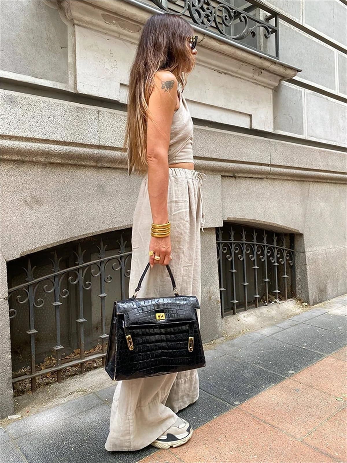 Top aderente lacci incrociati Set di pantaloni lino da donna morbidi | Set estivo a due pezzi Streetwear Abiti chic femminili sexy