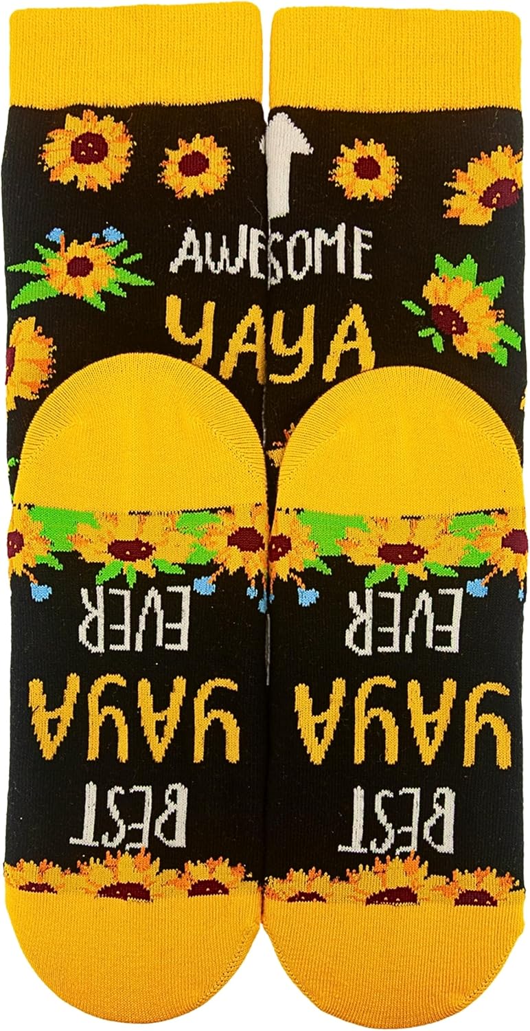 InnoBeta Yaya Gifts, Mothers Day Gifts for Yaya, One Size Crew Socks on Mother's Day, Christmas, Birthday - Image 6