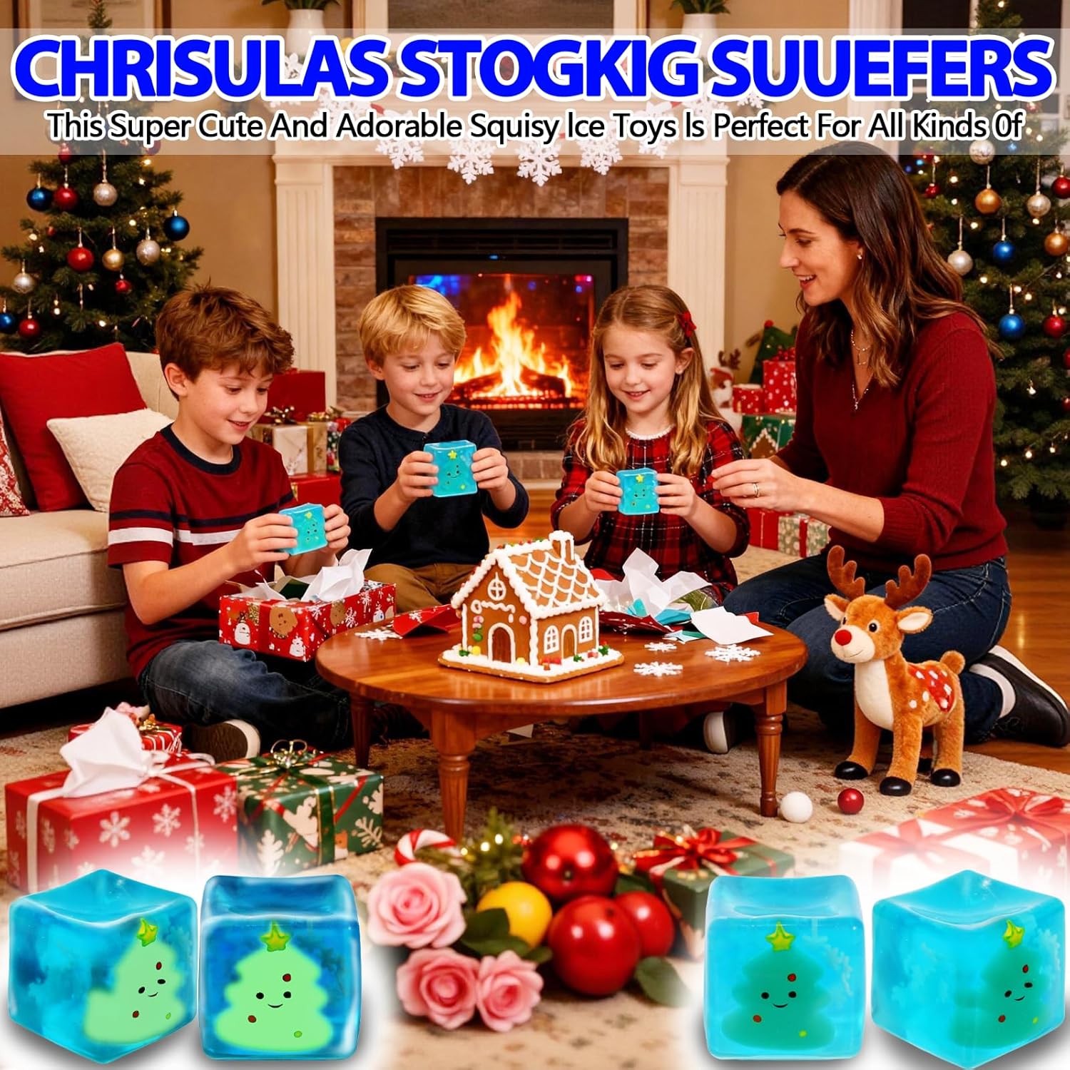 Ice Squishy Stress Cube Fidget Toys Adults, Luminous Christmas Tree 5cm(1.97") Glow in The Dark Sensory Toys for Kids with Autism for Kids Squeeze Toys for Anxiety Stress Relief - Image 9