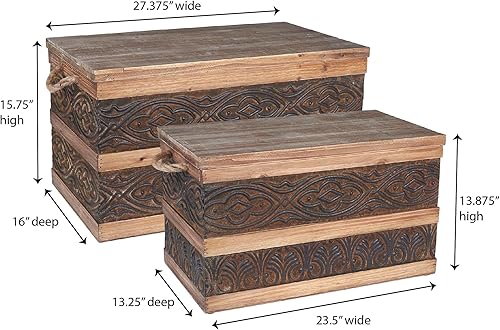 Miniatura 65 de Household Essentials Tronco decorativo antiguo, juego de 3 piezas, pequeño, mediano y grande, panel de abeto chino y MDF, respaldo suave y acento