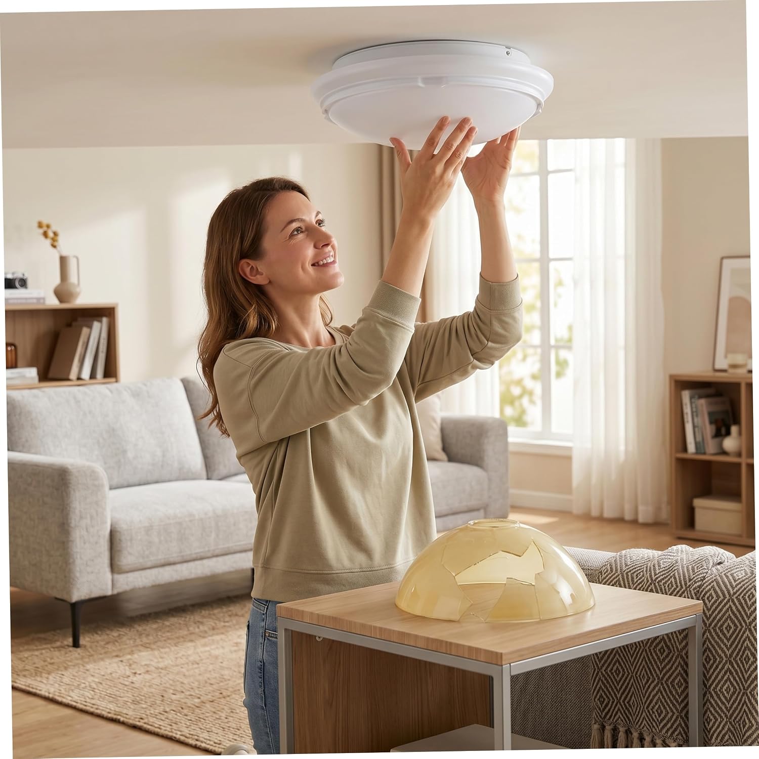 Ceiling Fan Light Covers, 2PCS Replacement Acrylic Fan Light Cover Easy Install for Home & Office, White, 7-1/2 Inch