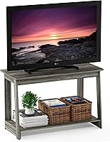 Furinno Beginning 2-Tier TV Stand for 37-Inch TVs, French Oak Entertainment Center with Open Shelf for Living Room & Bedroom