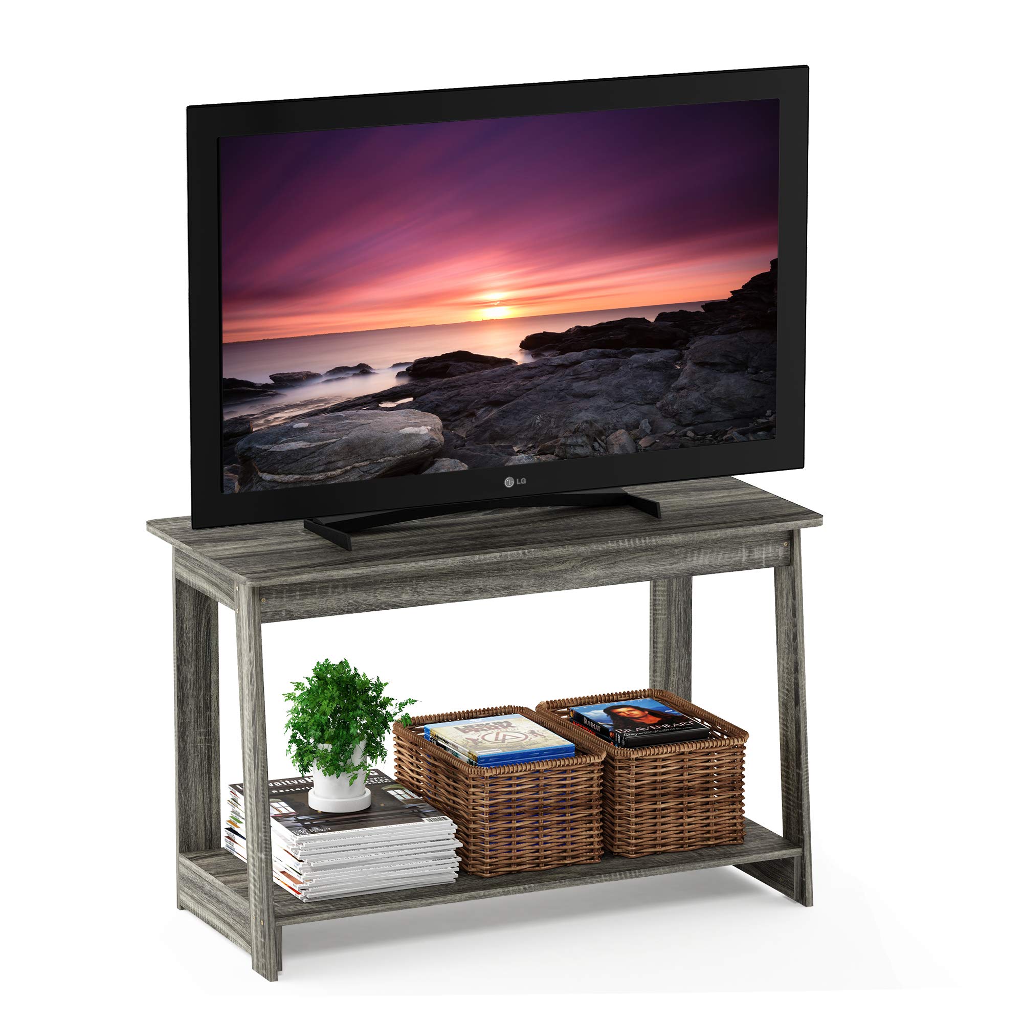 Furinno BEGINNING TV Stand, Entertainment Center, TV Console for TV up to 36 Inch for Living Room, Bedroom, French Oak
