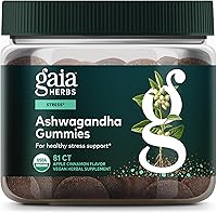 Vista 10 de Gaia Herbs Gomitas Ashwagandha orgánicas, apoyo al estrés, canela, jengibre, sin gluten, veganas, 45 unidades (paquete de 1)