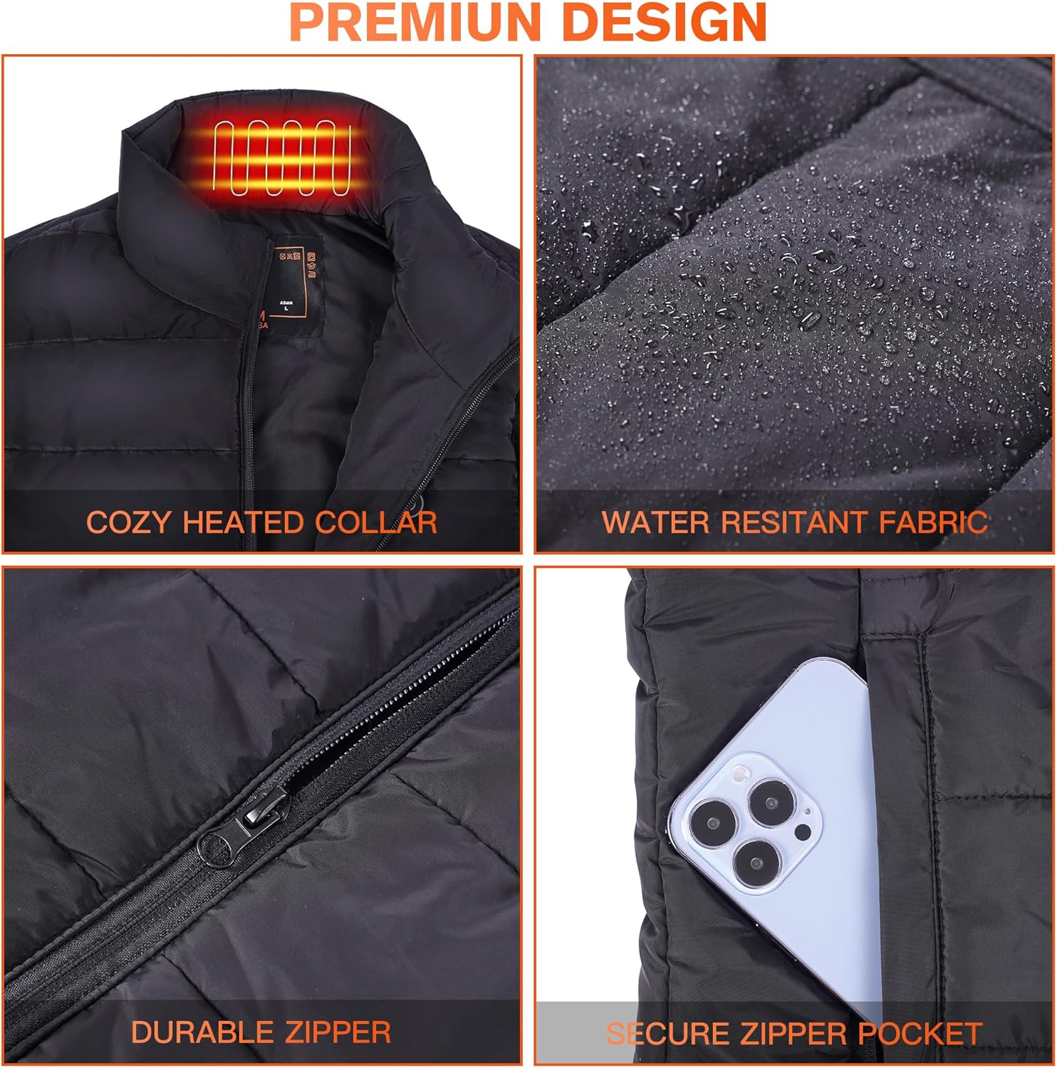 Women Heated Vest with 10000mAh Power Bank - Sleeveless Heating Vest for Women, 8 Fast-Heating Zones