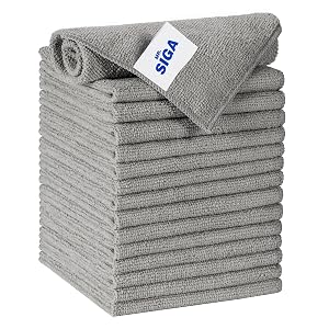 MR SIGA Microfiber Cleaning Cloth All-Purpose Microfiber Towels Streak Free Cleaning Rags Pack of 15 Gray Size 30