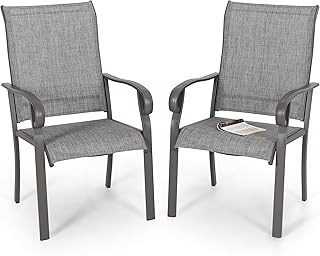 NUU GARDEN Patio Dining Chairs Set of 2, All Weather Textilene Patio Cha...