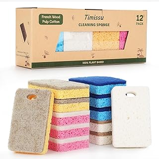 Timissu 12 Pack Natural Kitchen Sponges, Plan...,